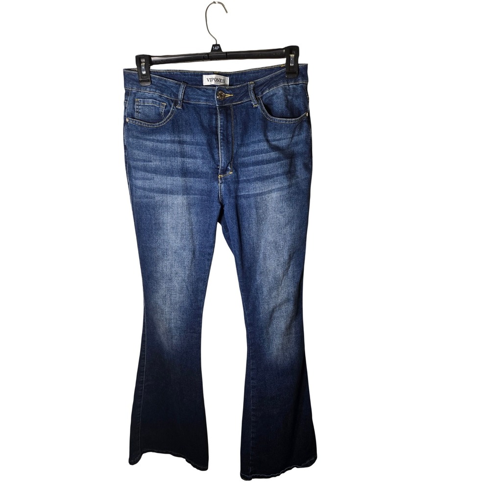 Vipones Flare Jeans Womens Size 12 Blue Excellent High Rise Bell Bottom 109